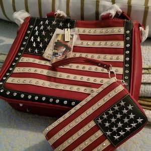 Montana West American Flag purse and Wallet